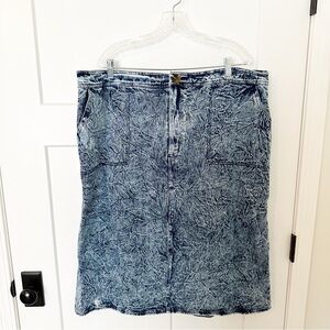 Who What Wear acid wash midi jean denim skirt size 20W